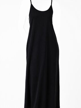 Athleta Black Slip Maxi Dress with Spaghetti Straps